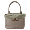 Salvatore Ferragamo Vala Leather Beige Leather Bag (Authentic  )