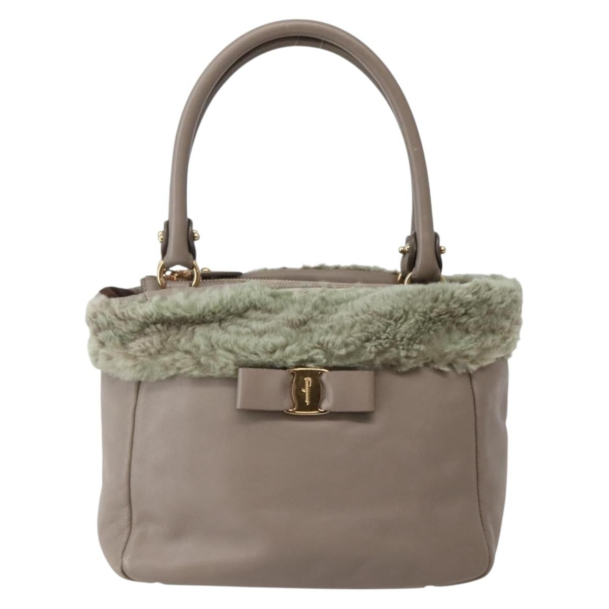 Salvatore Ferragamo Vala Leather Beige Leather Bag (Authentic  )