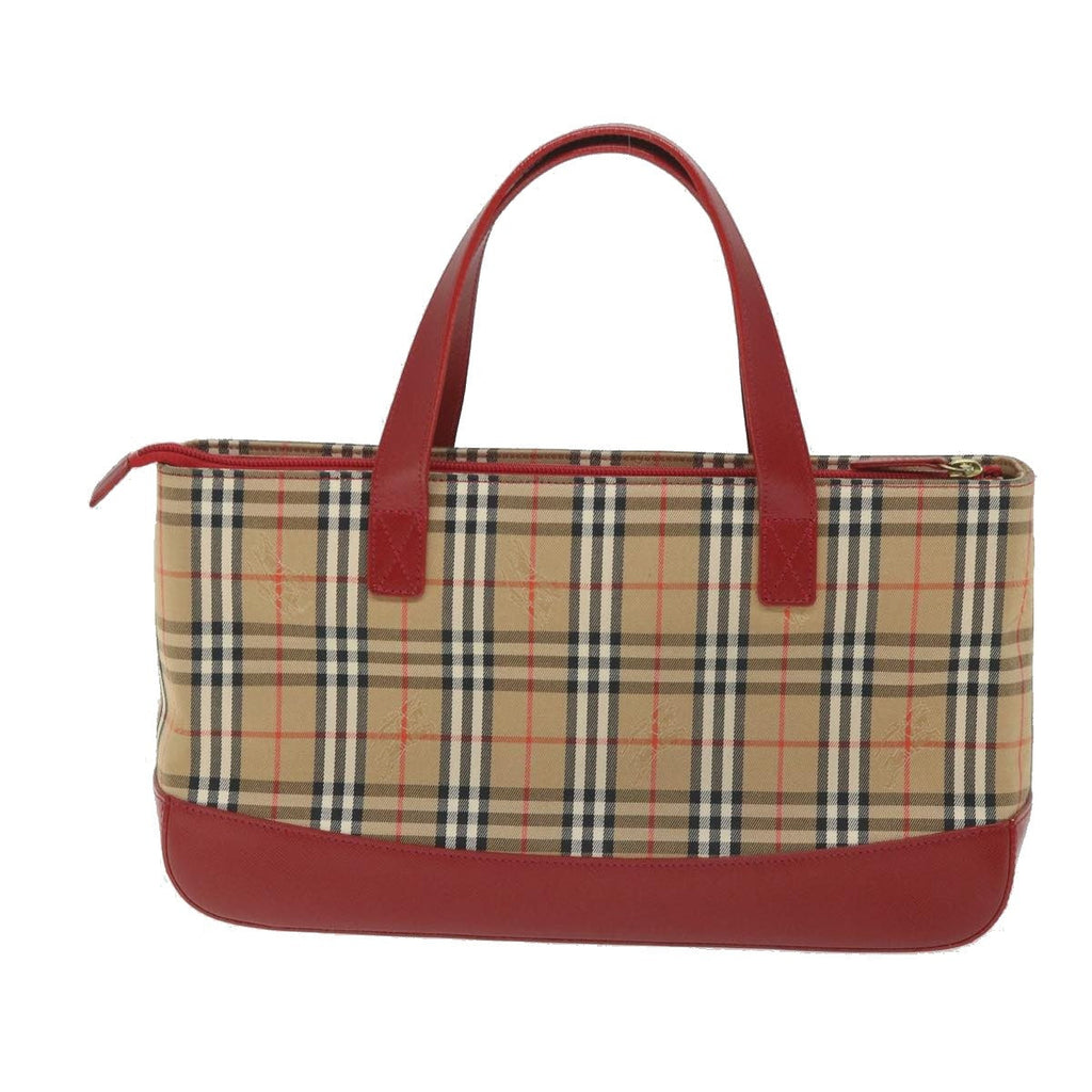 Burberry Nova Check Handbag Leather And Nylon Beige Nylon Handbag (Authentic  )