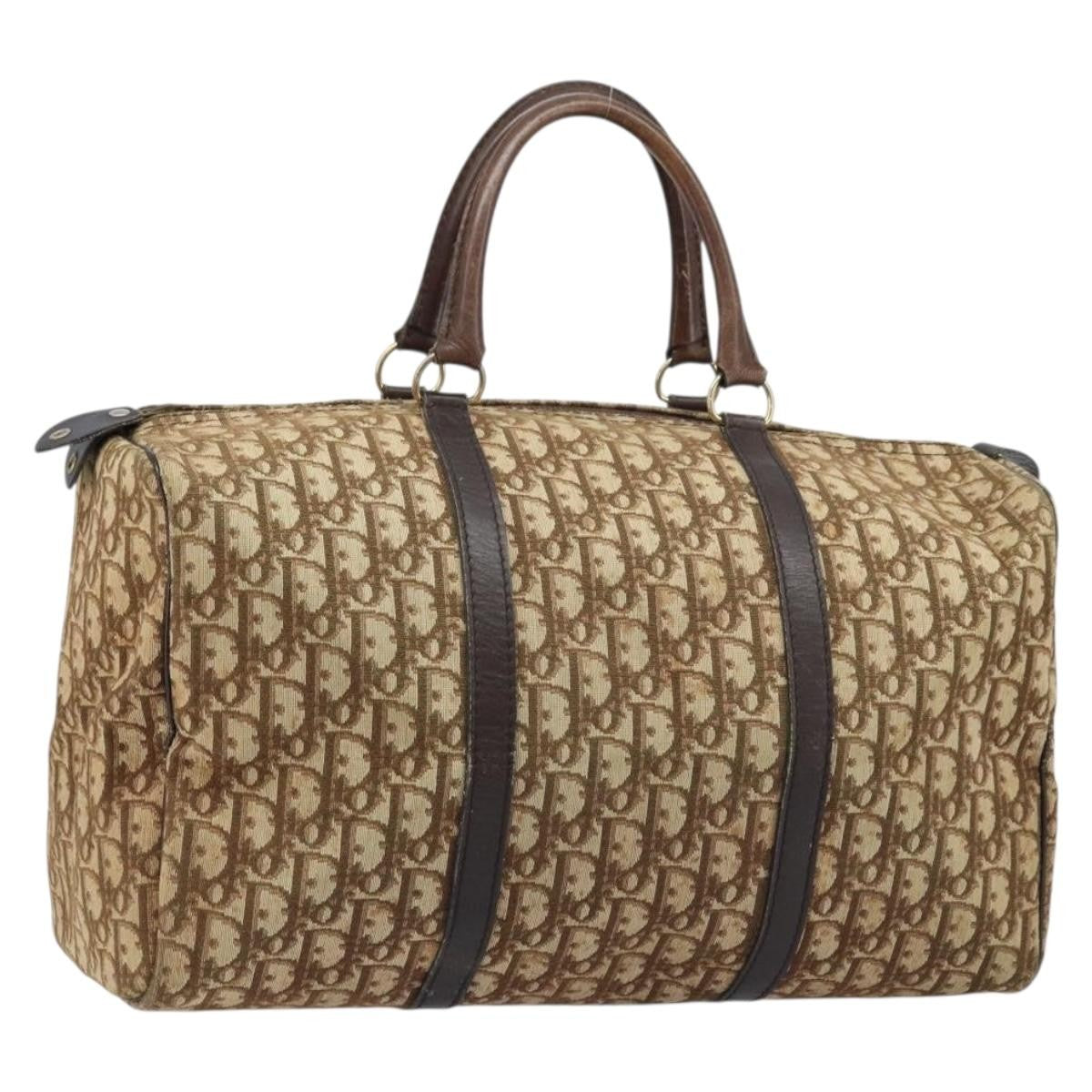 Christian Dior Vintage Trotter Boston Bag Diorissimo Canvas Beige Canvas Handbag ( )