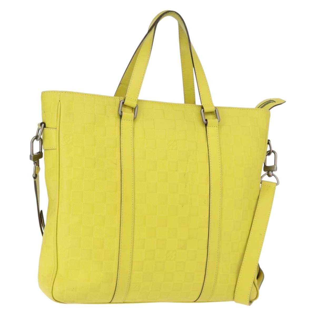 Louis Vuitton Tadao Handbag Damier Infini Leather Yellow Leather Handbag (Authentic  )