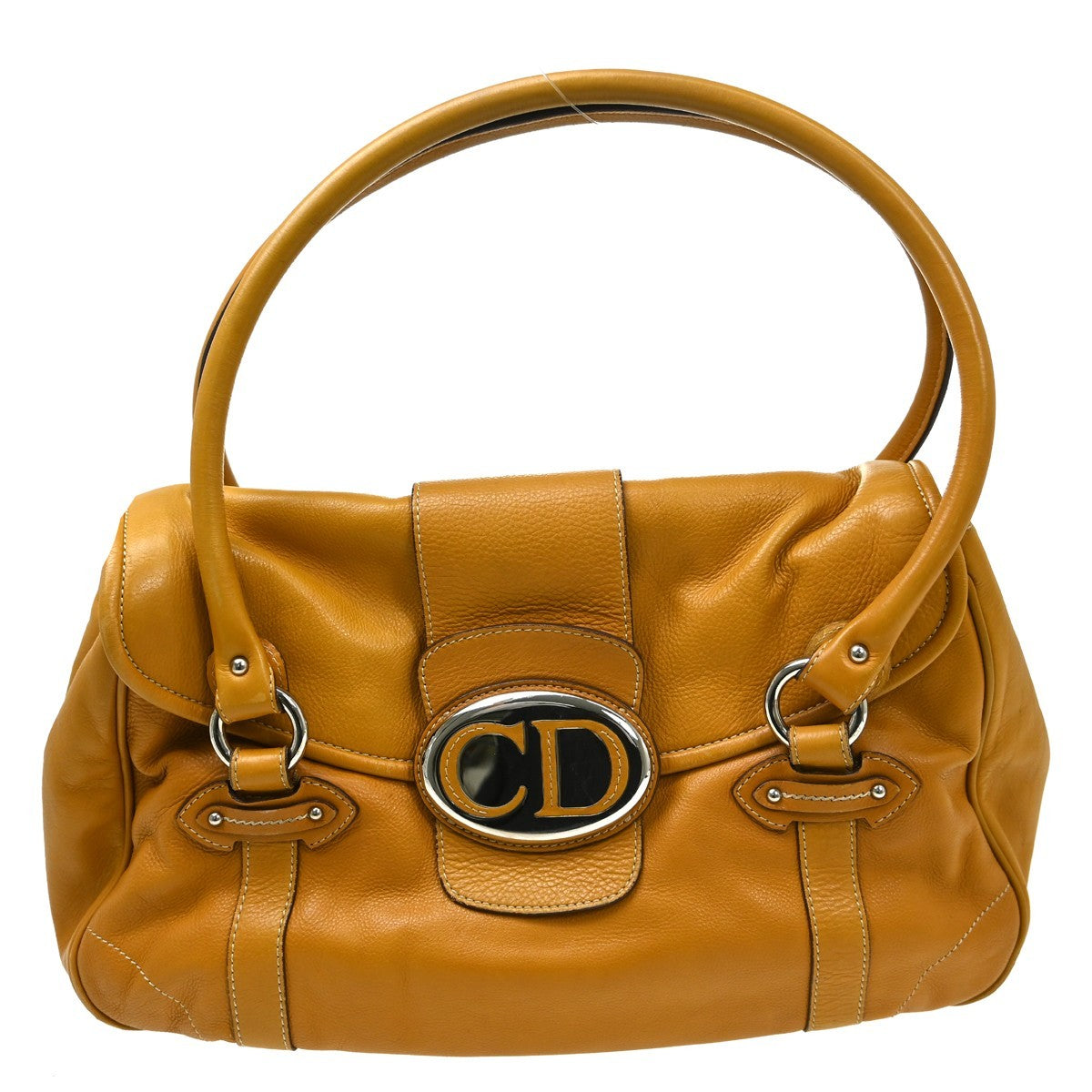 Christian Dior Vintage Boston Bag Leather Brown Leather Handbag ( )