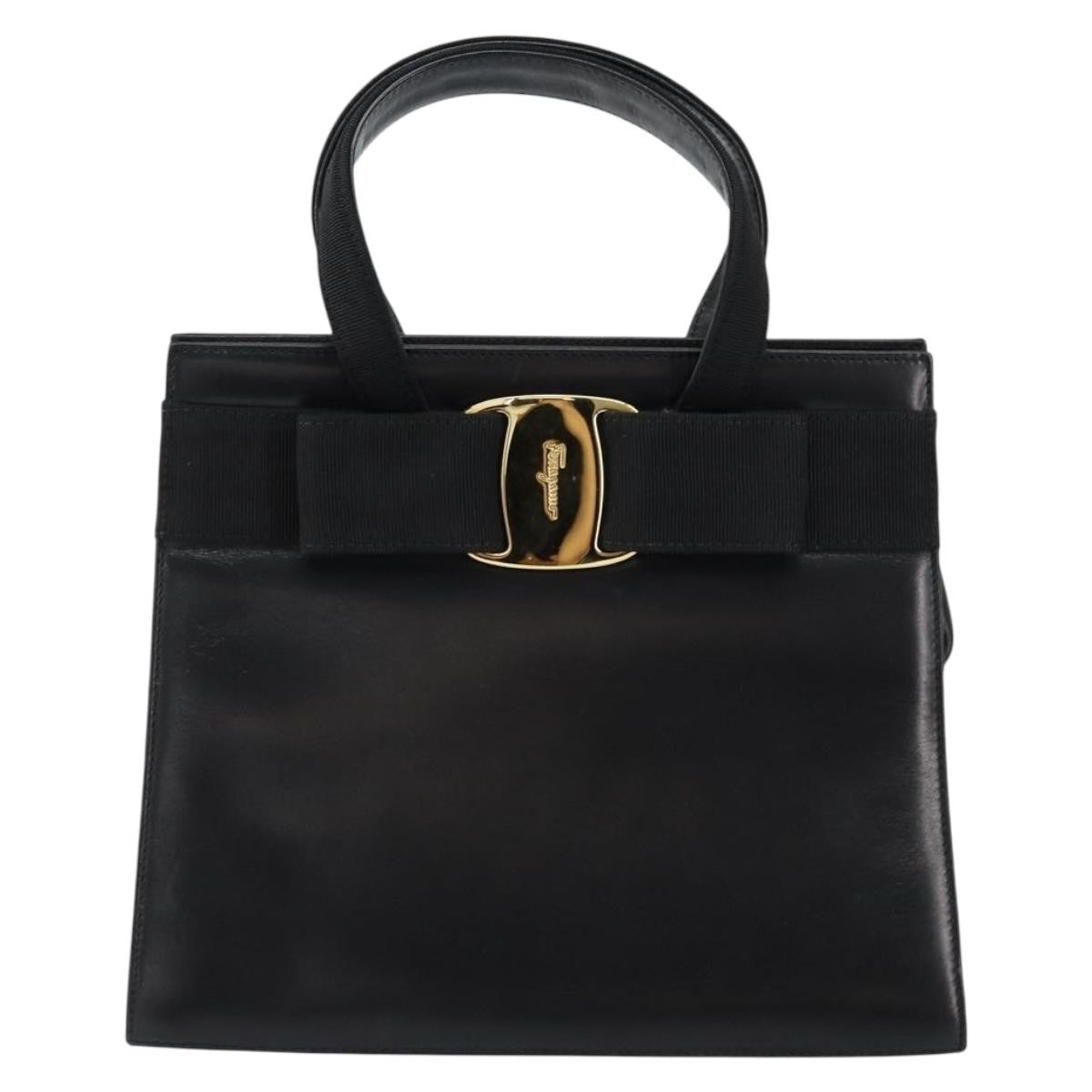 Salvatore Ferragamo Convertible Vara Bow Tote Leather Black Leather Handbag (Authentic  )