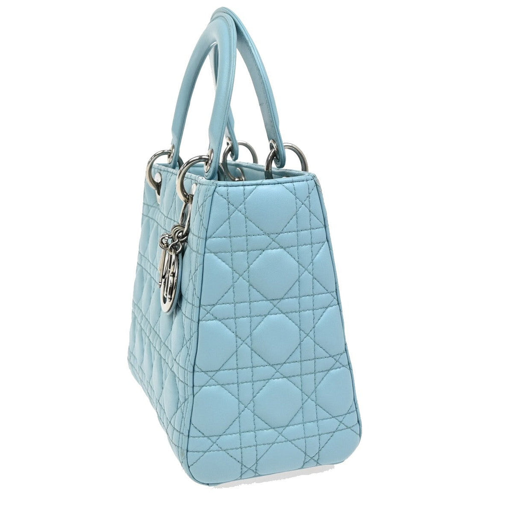 Christian Dior Lady Dior Bag Leather Blue Leather Bag ( )
