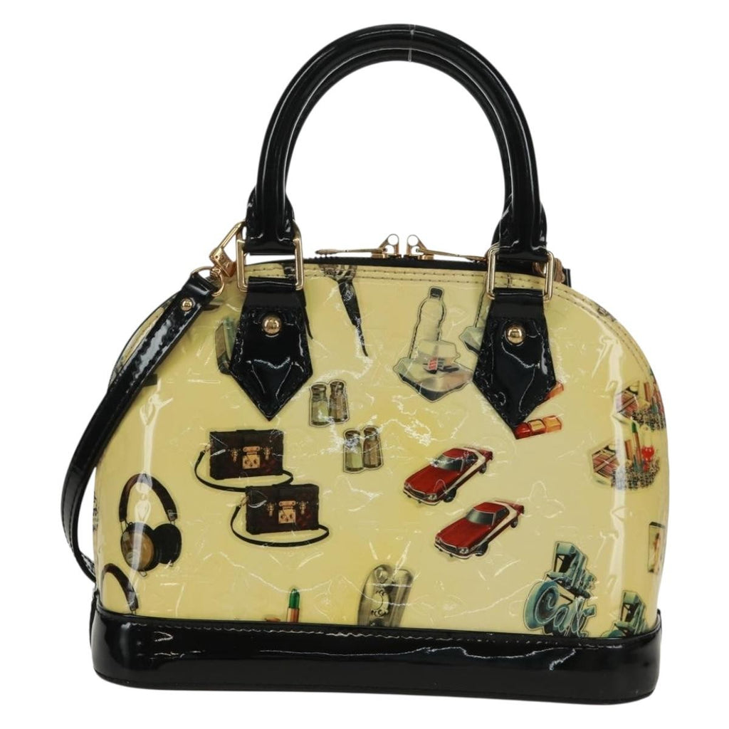 Louis Vuitton Alma Handbag Limited Edition Stickers Monogram Vernis Multicolour Patent_Leather Handbag (Authentic  )