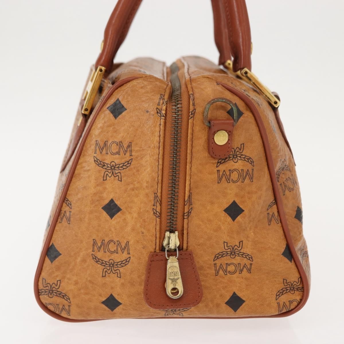 MCM Visetos Logogramme Handbag Canvas And Leather Brown Pvc Handbag (Authentic  )