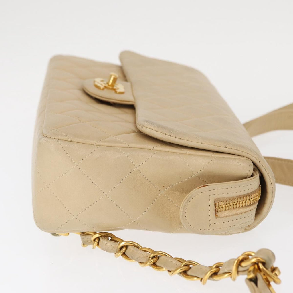 Chanel Vintage Classic Flap Backpack Quilted Lambskin Beige Leather Backpack Bag (Authentic  )
