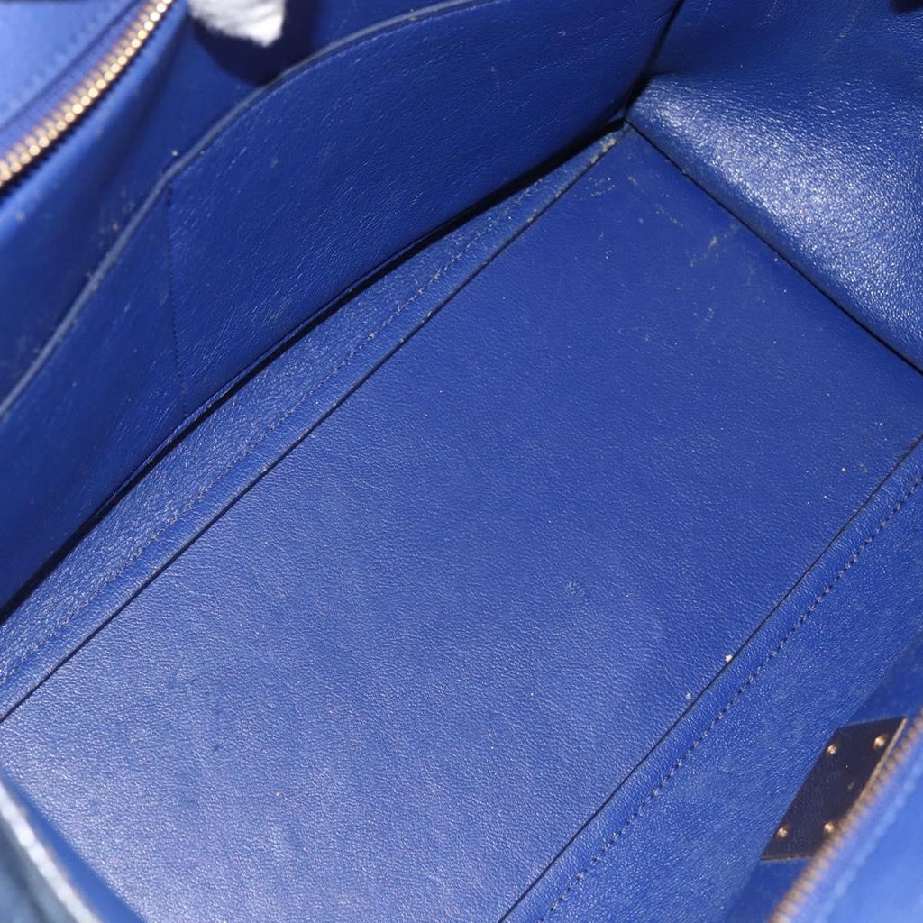 Celine Trapeze Bag Leather With Suede Blue Leather Handbag ( )