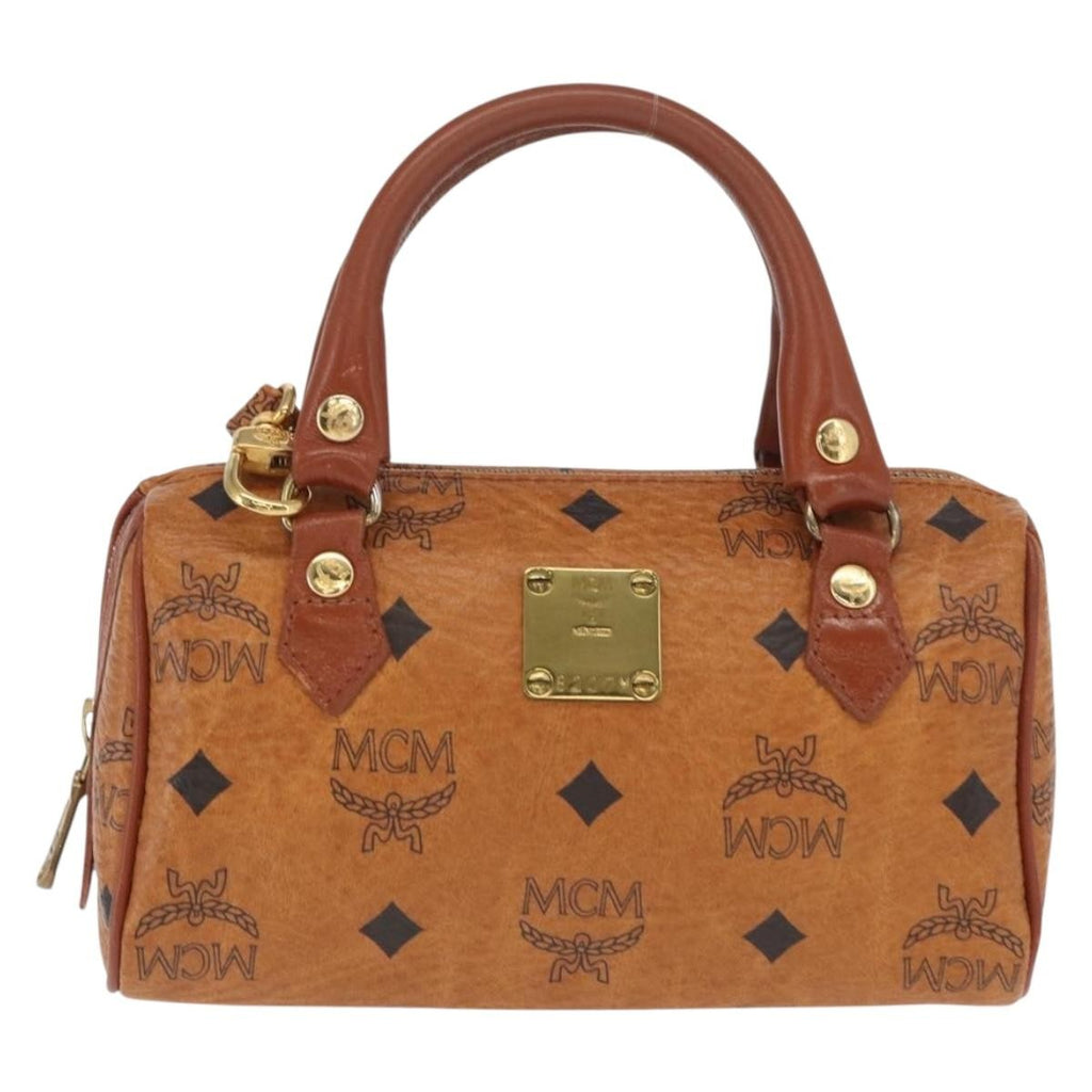 MCM Visetos Handbag Canvas And Leather Brown Canvas Handbag (Authentic  )