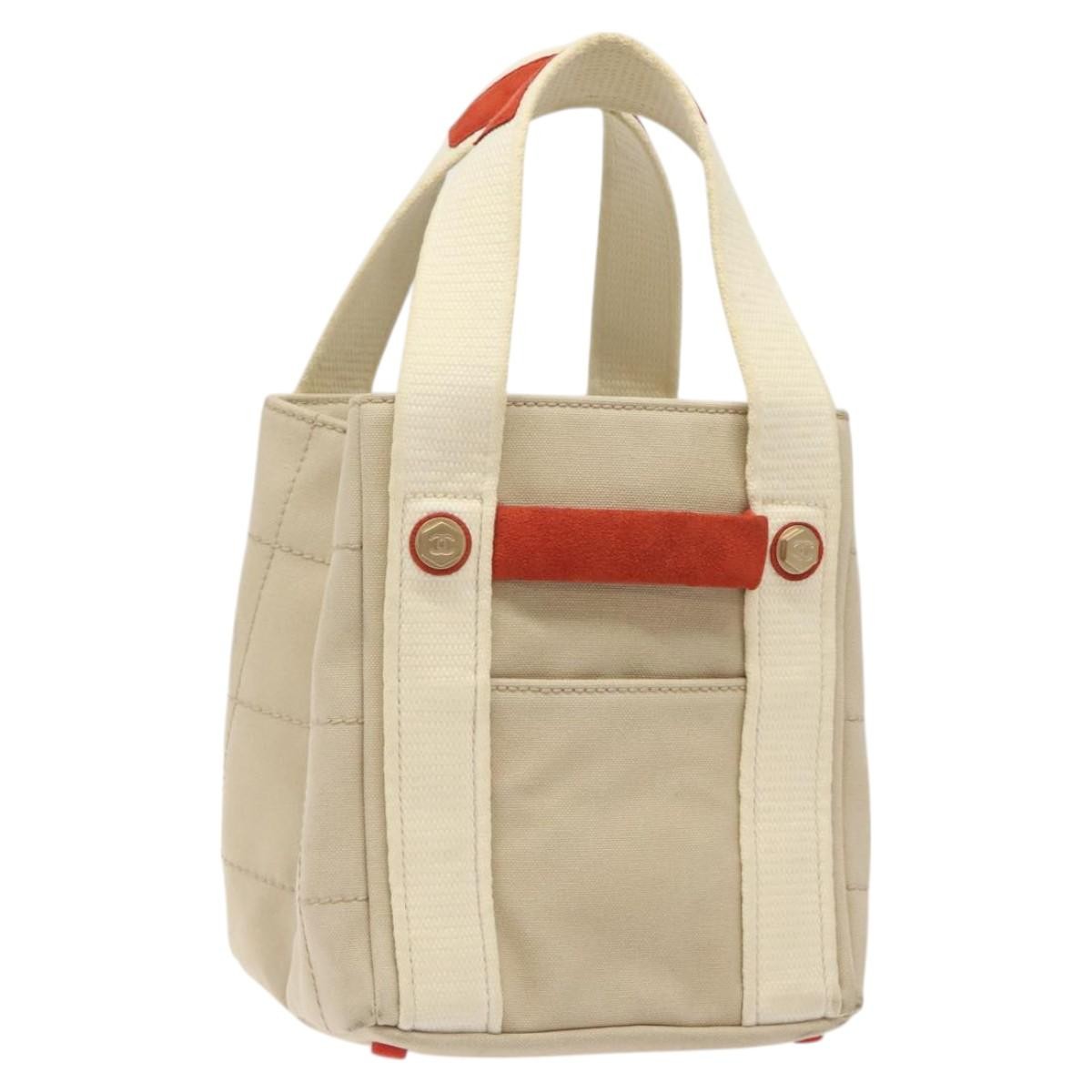 Chanel Chocolate Bar Coco Mark Handbag Canvas Beige Canvas Handbag (Authentic  )