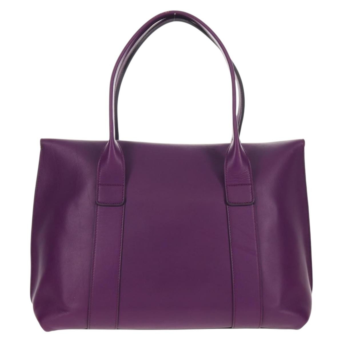 Salvatore Ferragamo Gancini Lock Flap Tote Leather Purple Leather Handbag (Authentic  )