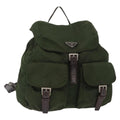 Prada Double Front Pocket Backpack Tessuto Khaki Nylon Backpack Bag (Authentic  )