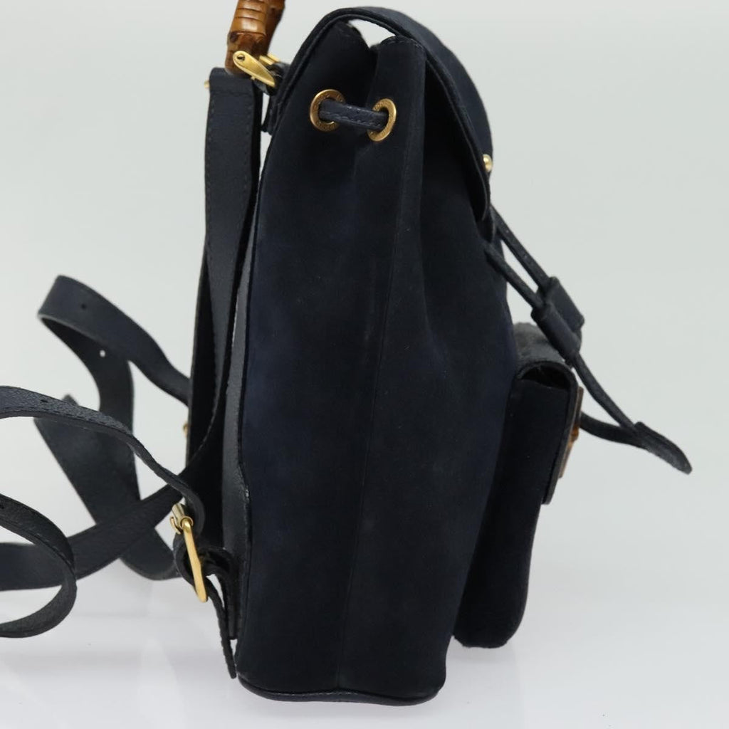 Gucci Gucci Bamboo Backpack Daim Navy Suede Backpack Bag (Authentic  )