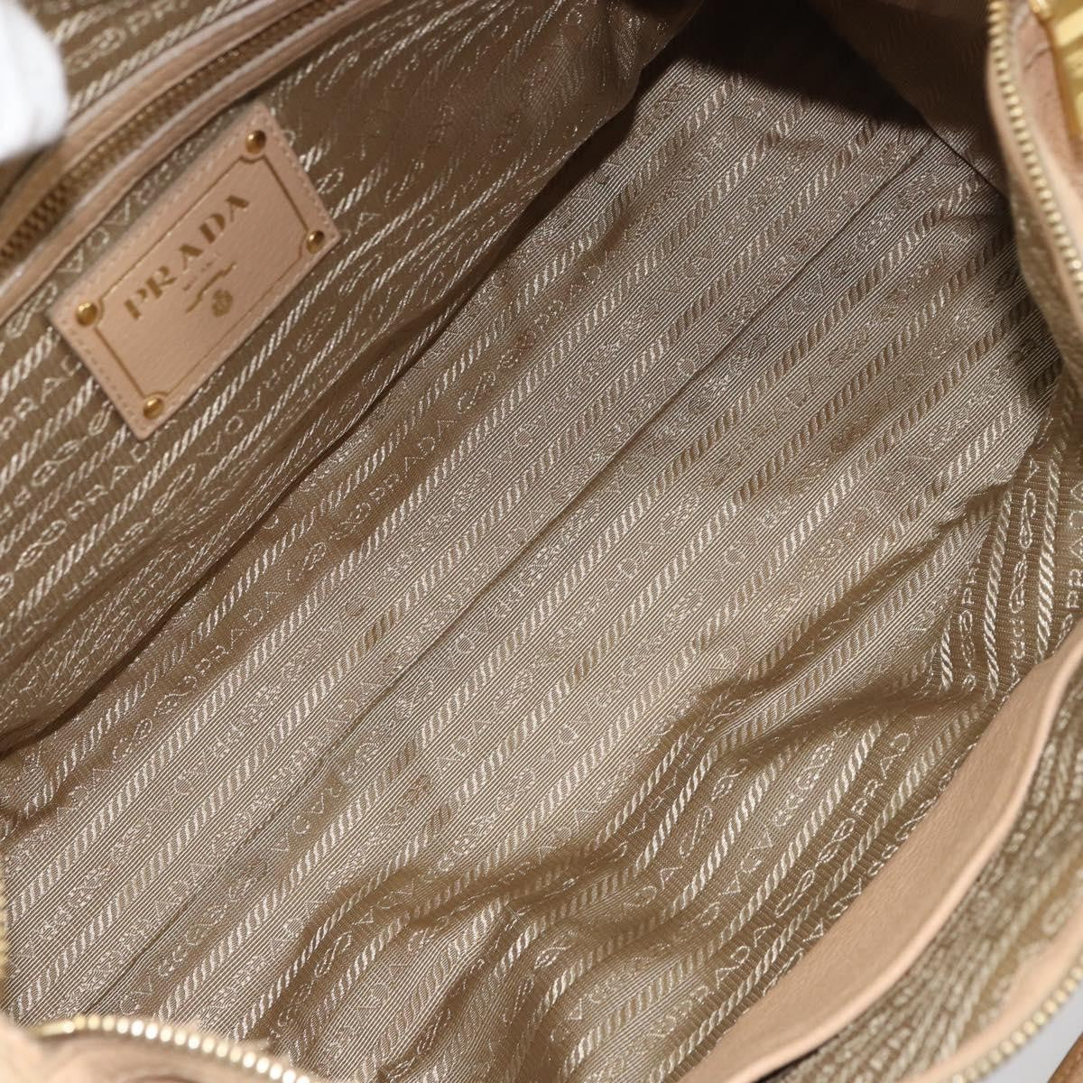 Prada Front Zip Convertible Satchel Cervo Leather Beige Leather Handbag (Authentic  )