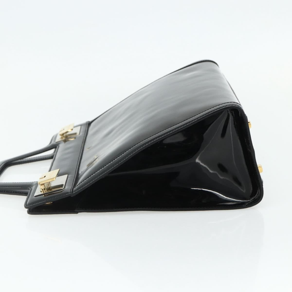Salvatore Ferragamo Vintage Handbag Patent Leather Black Patent_Leather Handbag ( )
