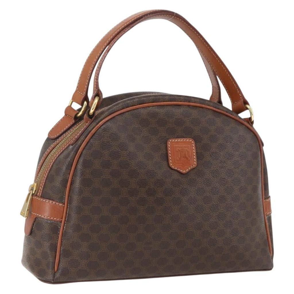 Celine Vintage Macadam Handbag Canvas And Leather Brown Canvas Handbag (Authentic  )