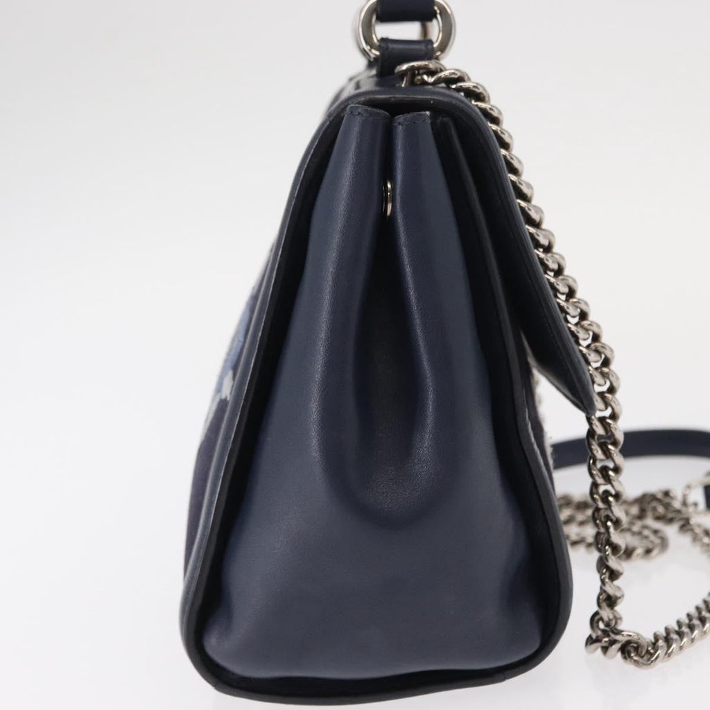 Salvatore Ferragamo Vala Handbag Leather Navy Denim_Jeans Handbag (Authentic  )