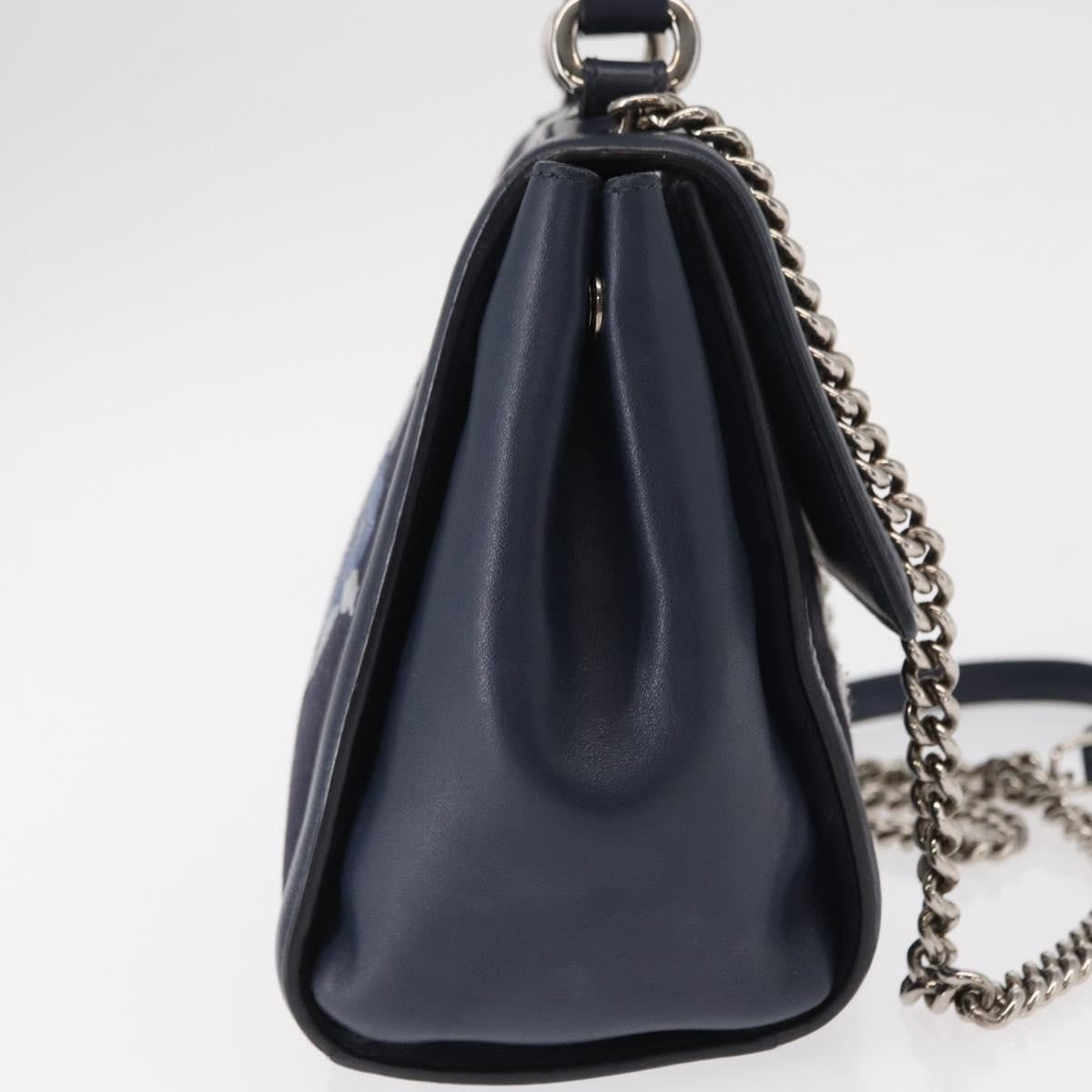 Salvatore Ferragamo Vala Handbag Leather Navy Denim_Jeans Handbag (Authentic  )