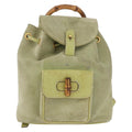 Gucci Gucci Bamboo Backpack Daim Green Suede Backpack Bag (Authentic  )