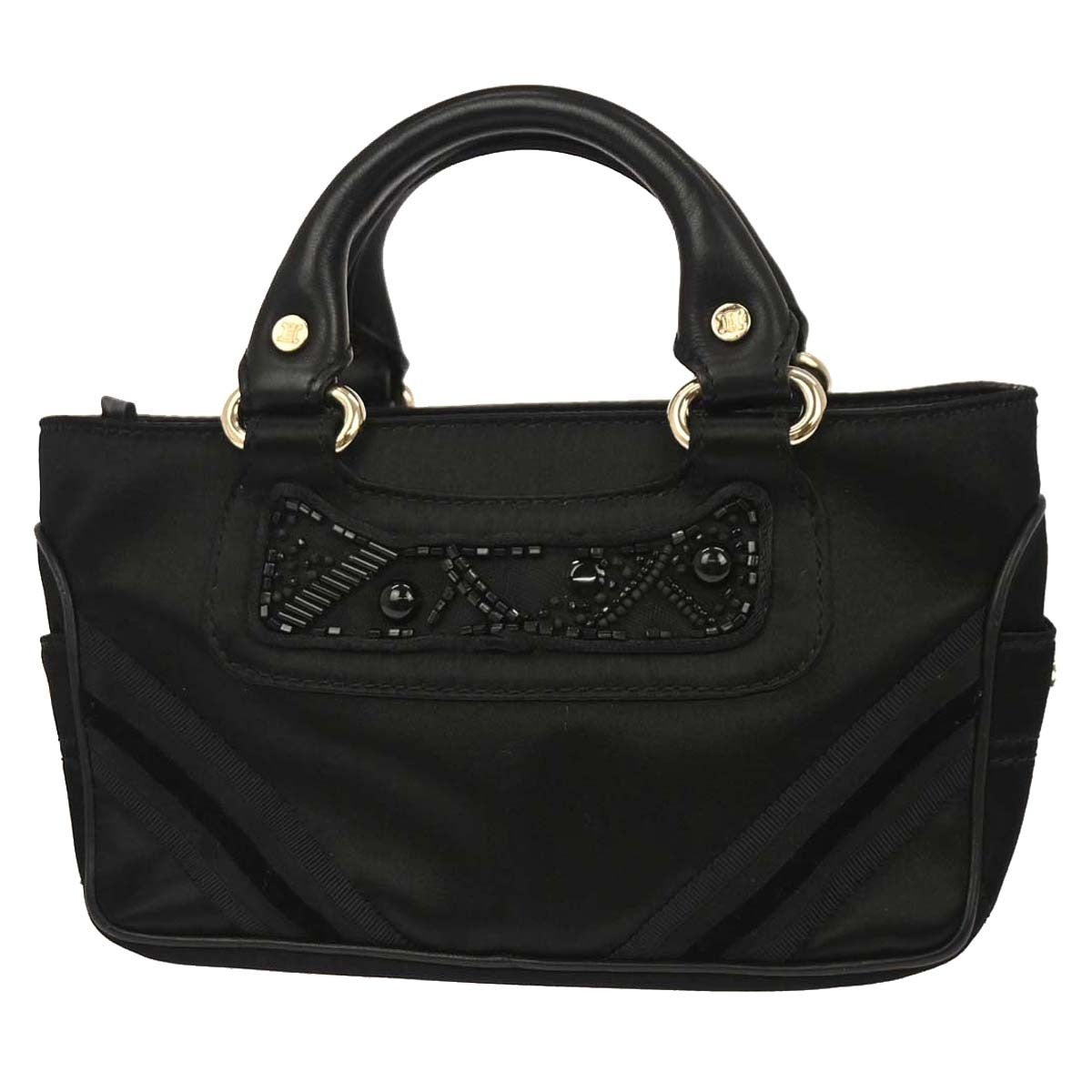 Celine Boogie Satchel Satin Black Satin Handbag (Authentic  )