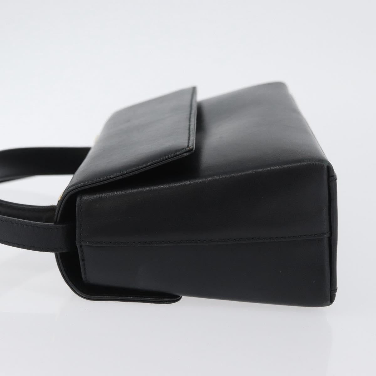 Salvatore Ferragamo Vintage Handbag Leather Black Leather Handbag (Authentic  )