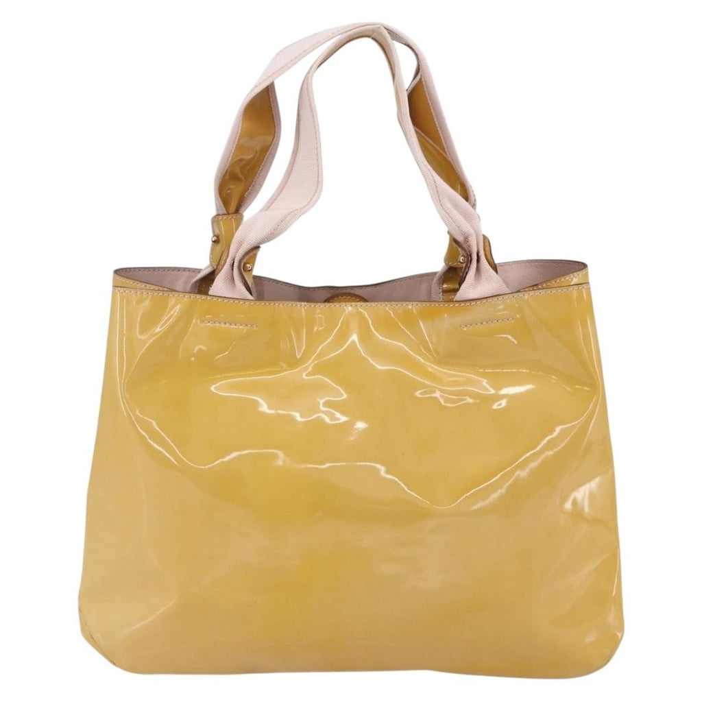 Salvatore Ferragamo Vala Handbag Patent Leather Yellow Patent_Leather Handbag (Authentic  )
