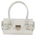 Salvatore Ferragamo Gina Satchel Leather White Leather Handbag (Authentic  )