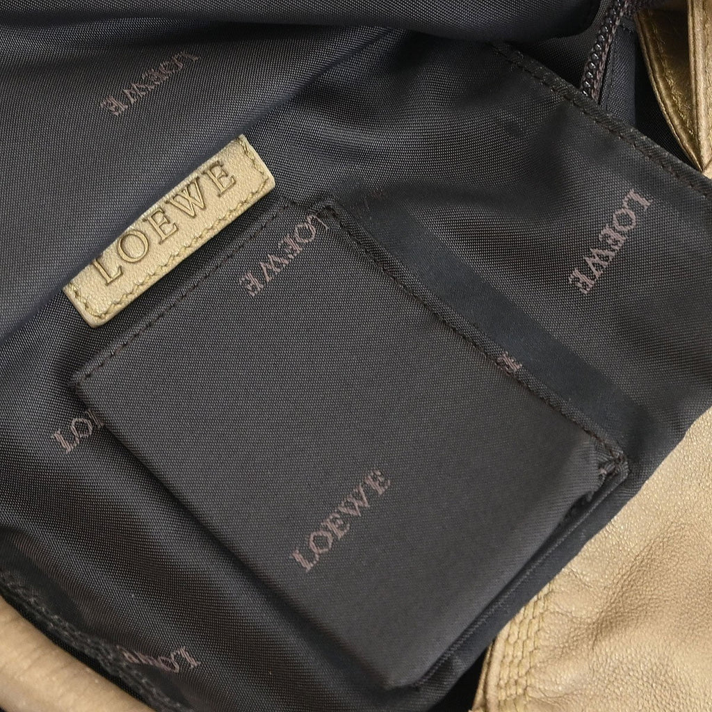 Loewe Anagram Logo Nappa Aire Hand Bag Leather Gold Leather Handbag (Authentic  )