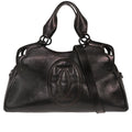 Cartier Marcello Handbag Leather Black Leather Handbag (Authentic  )