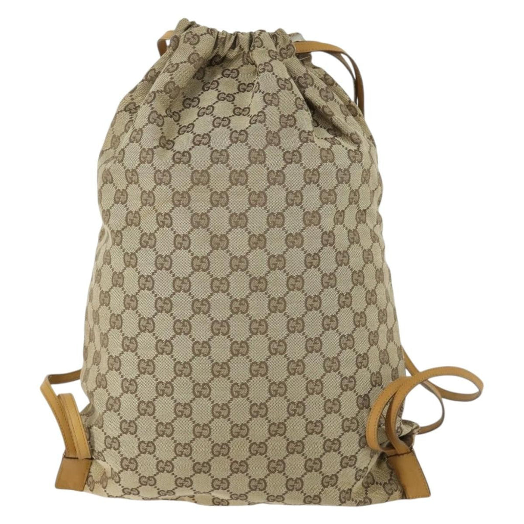 Gucci Drawstring Backpack Gg Canvas Beige Canvas Backpack Bag (Authentic  )