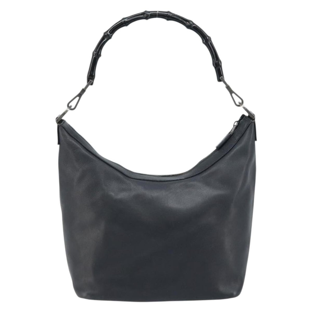 Gucci Vintage Bamboo Hobo Leather Black Leather Handbag (Authentic  )