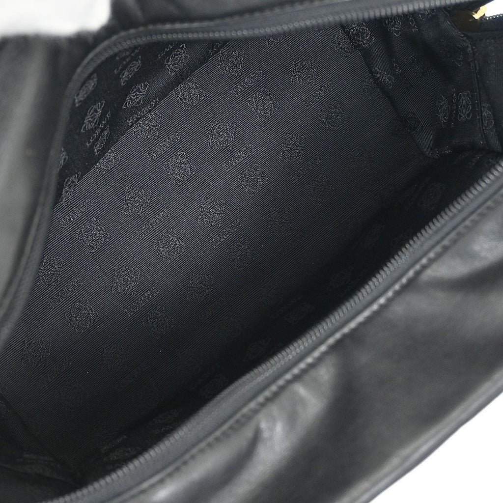 Loewe Anagram Handbag Leather Black Leather Handbag (Authentic  )
