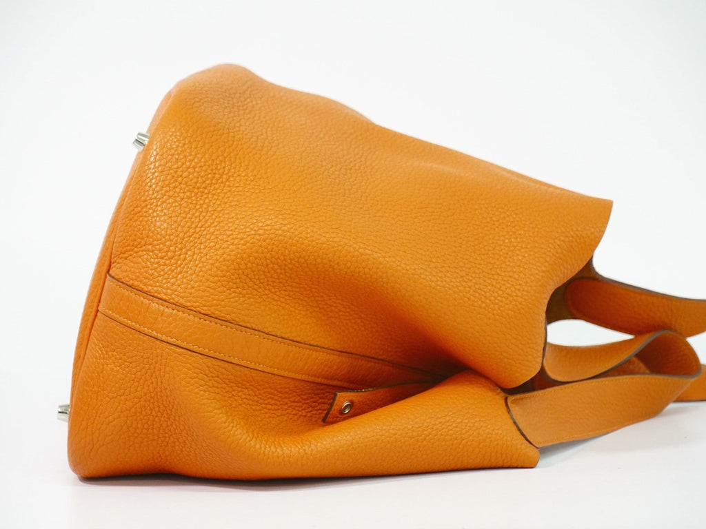 Hermes Picotin Lock Bag Togo Orange Leather Handbag (Authentic  )