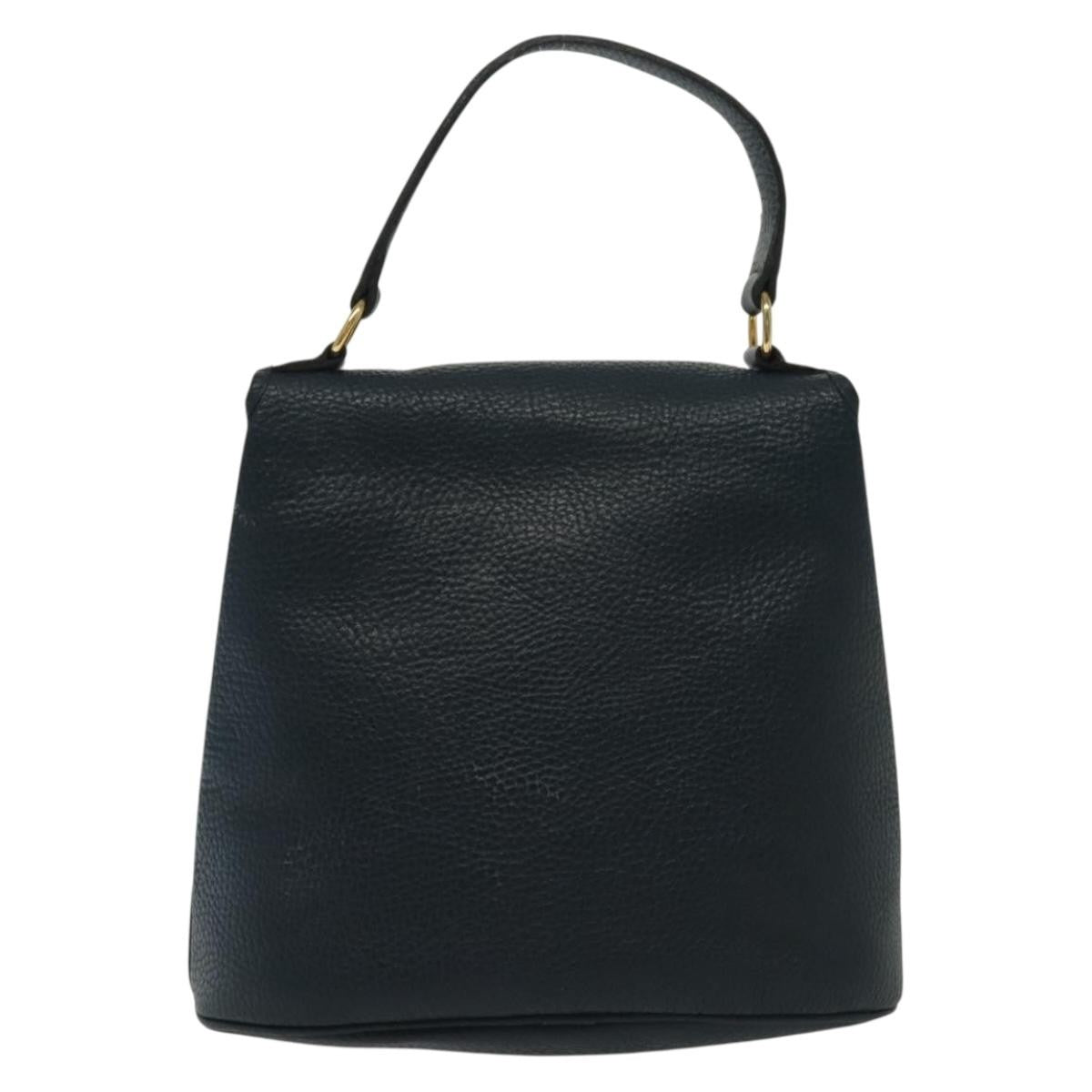 Christian Dior Vintage Handbag Leather Navy Leather Handbag (Authentic  )