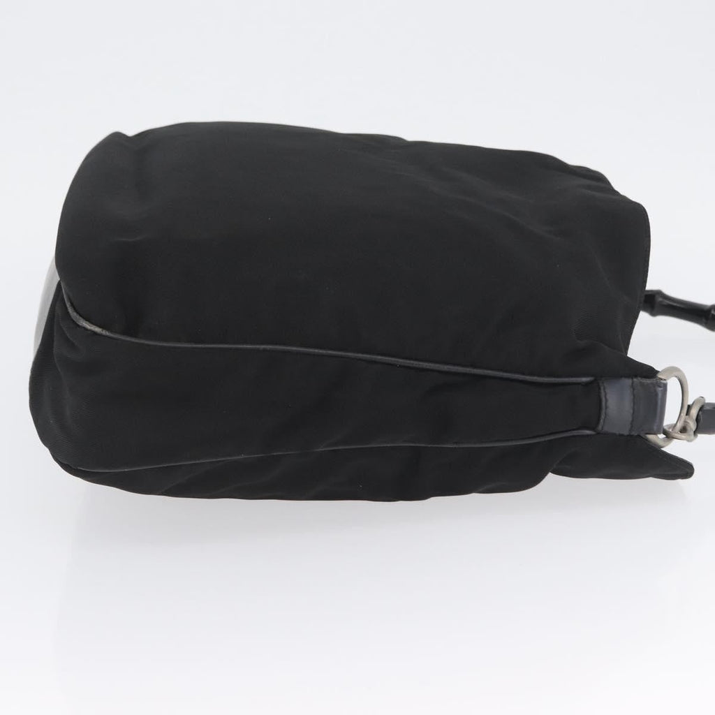 Gucci Vintage Bamboo Handle Bag Nylon Black Nylon Handbag ( )