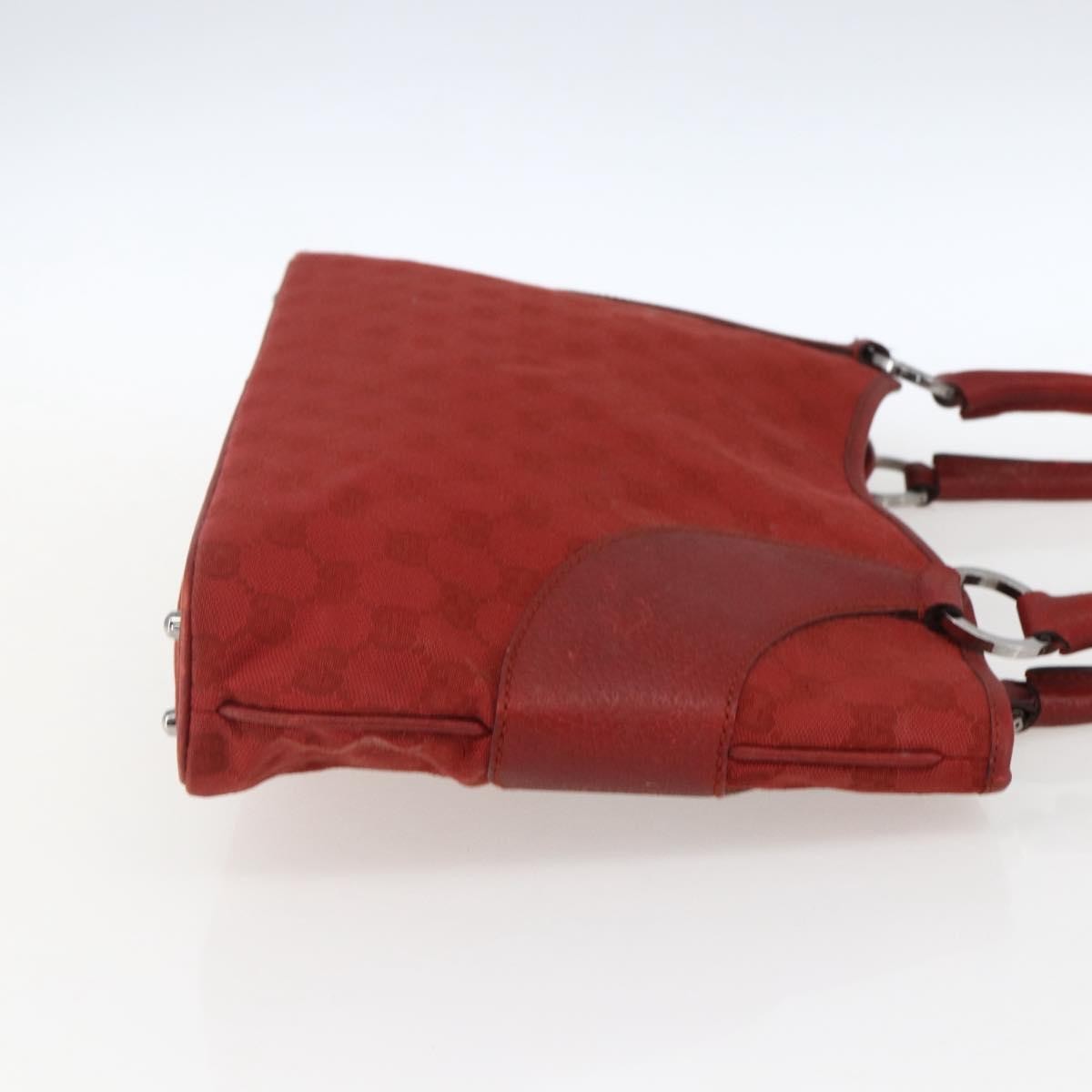 Gucci Vintage Ring Tote Gg Canvas With Leather Red Canvas Handbag (Authentic  )