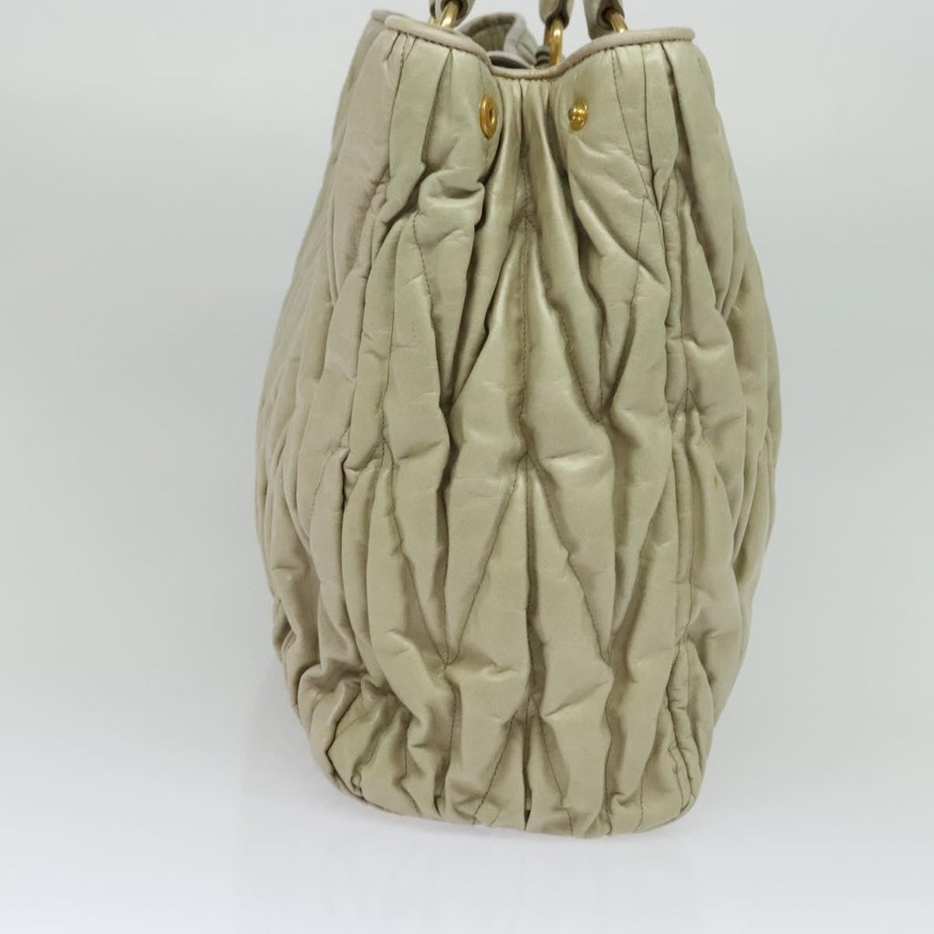 Miu Miu Coffer Convertible Satchel Leather Beige Leather Handbag (Authentic  )