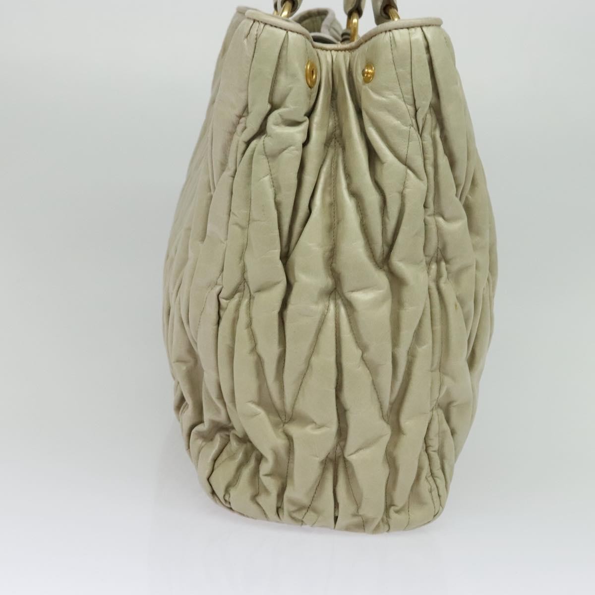 Miu Miu Coffer Convertible Satchel Leather Beige Leather Handbag (Authentic  )