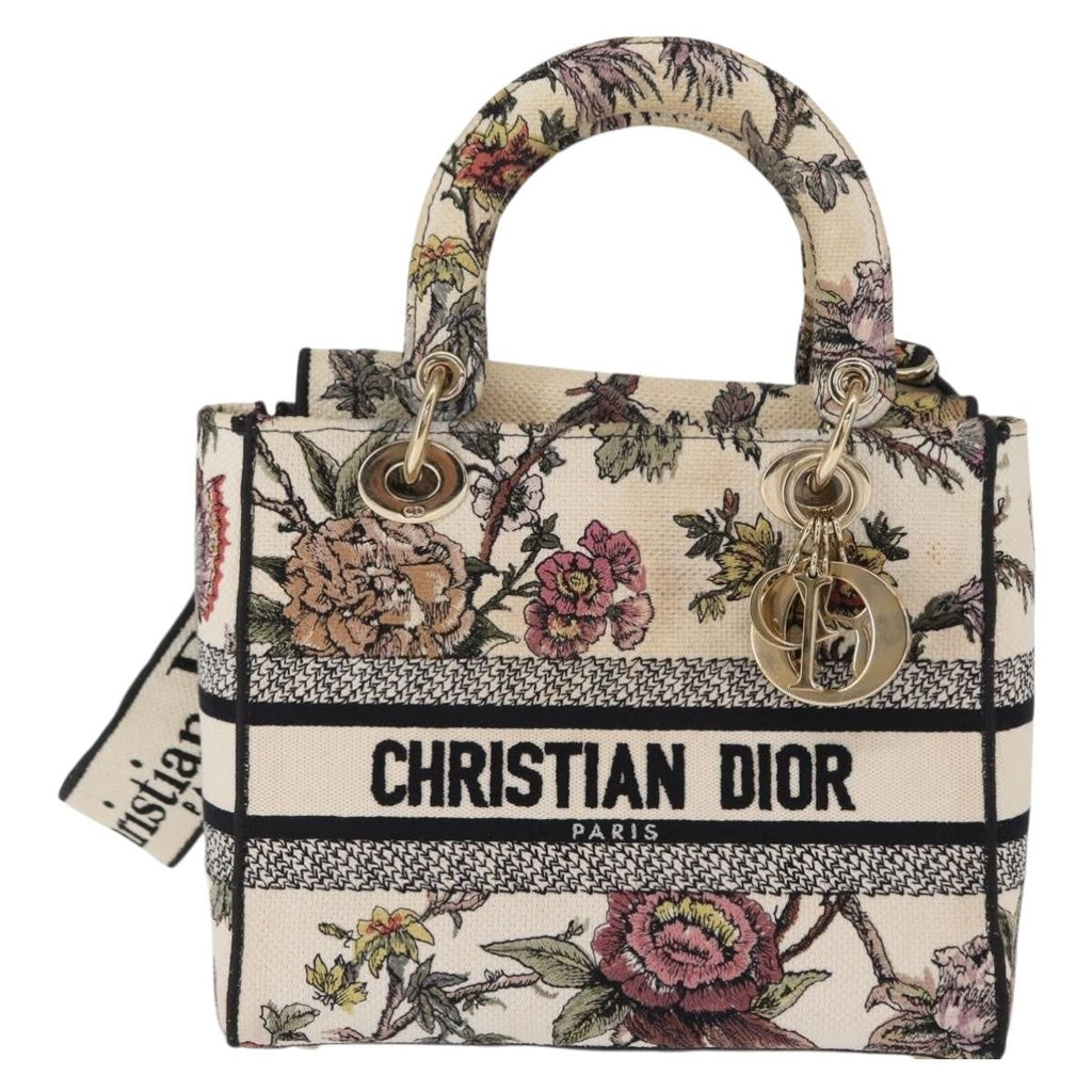 Christian Dior Lady D-Lite Bag Embroidered Canvas Multicolour Canvas Handbag (Authentic  )