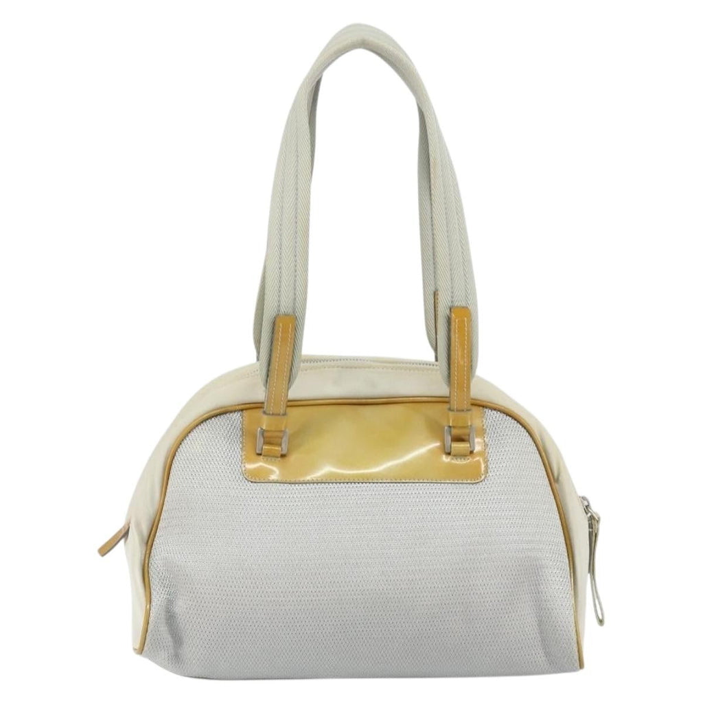 Prada Vintage Zip Handbag Tessuto Silver Nylon Handbag (Authentic  )