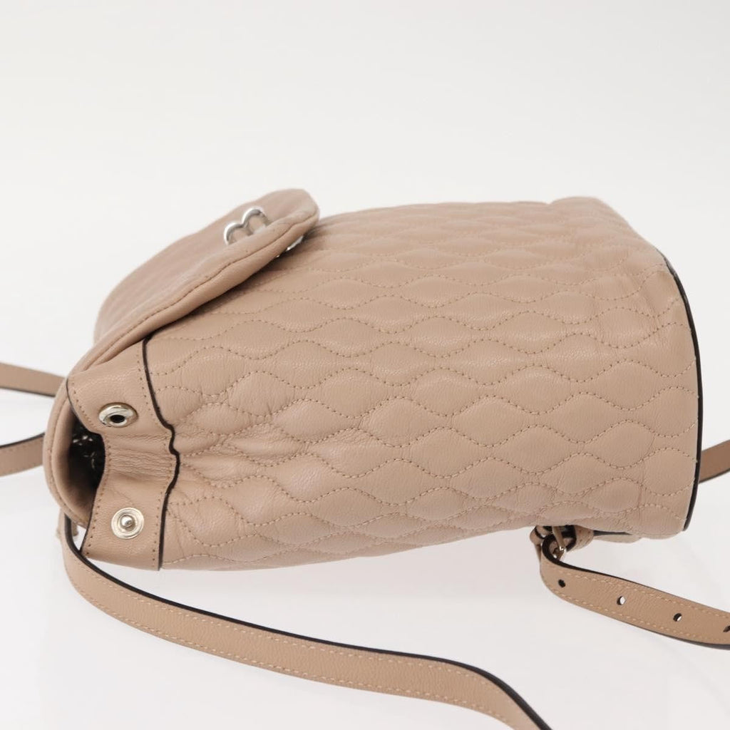 Bally Vintage Backpack Quilted Leather Pink Leather Backpack Bag (Authentic  )