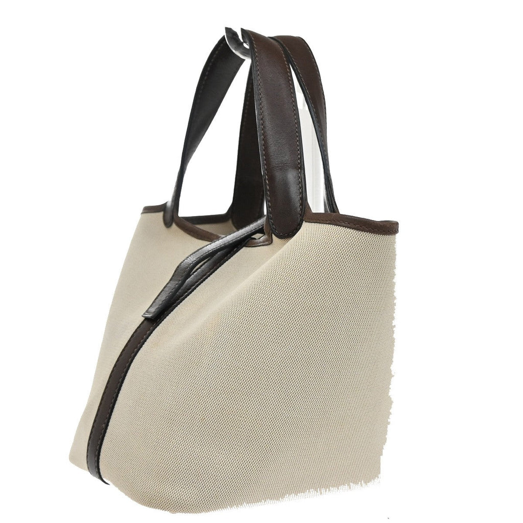 Hermes Picotin Bag Toile And Leather Beige Canvas Bag ( )