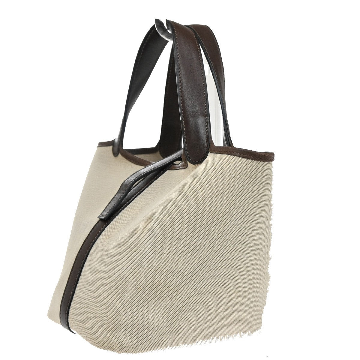 Hermes Picotin Bag Toile And Leather Beige Canvas Bag ( )