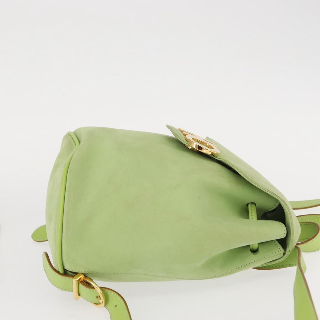 Salvatore Ferragamo Gancini Backpack Suede Green Suede Backpack Bag (Authentic  )