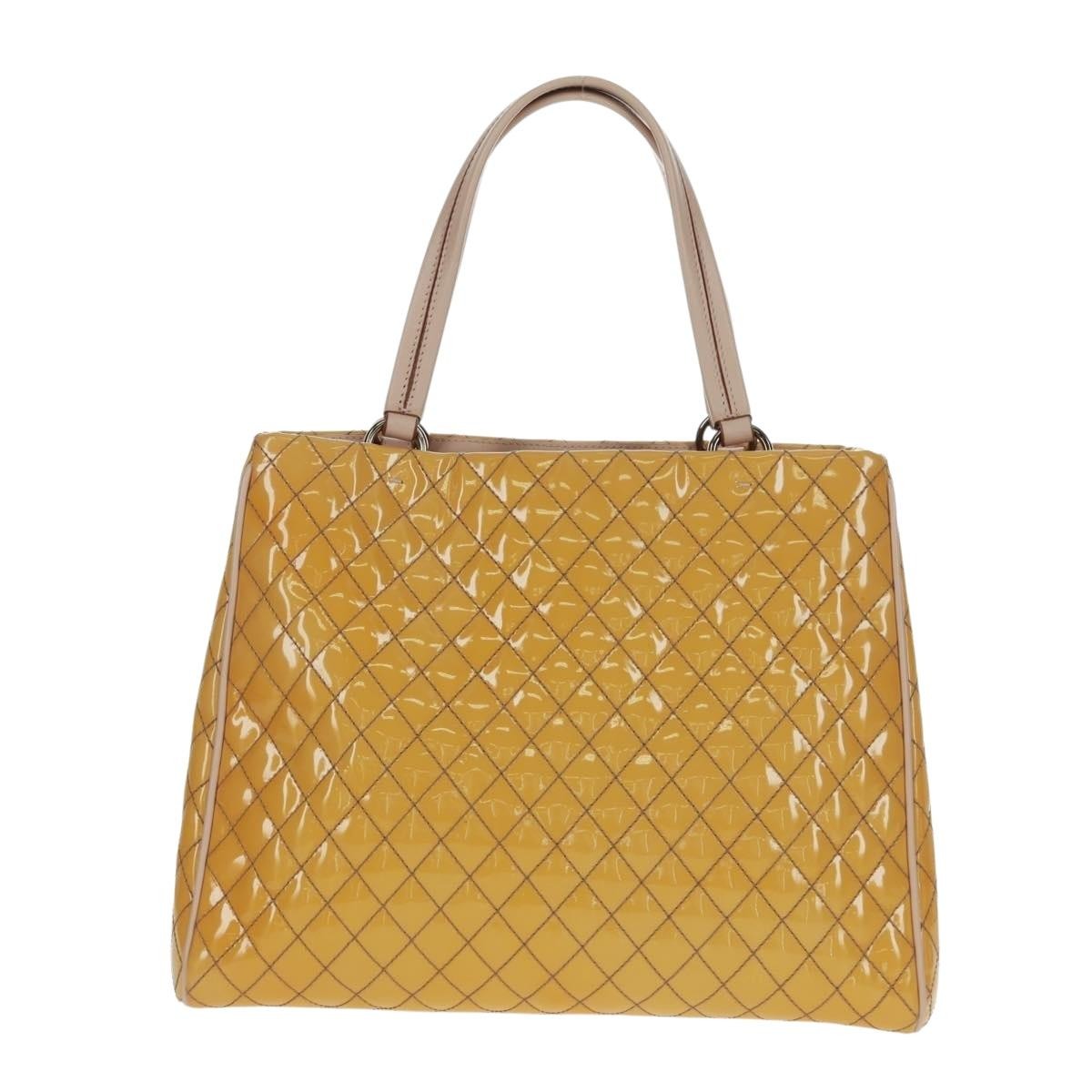 Salvatore Ferragamo Vala Handbag Patent Leather Yellow Patent_Leather Handbag (Authentic  )