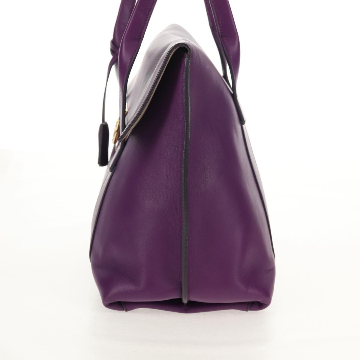 Salvatore Ferragamo Gancini Lock Flap Tote Leather Purple Leather Handbag (Authentic  )