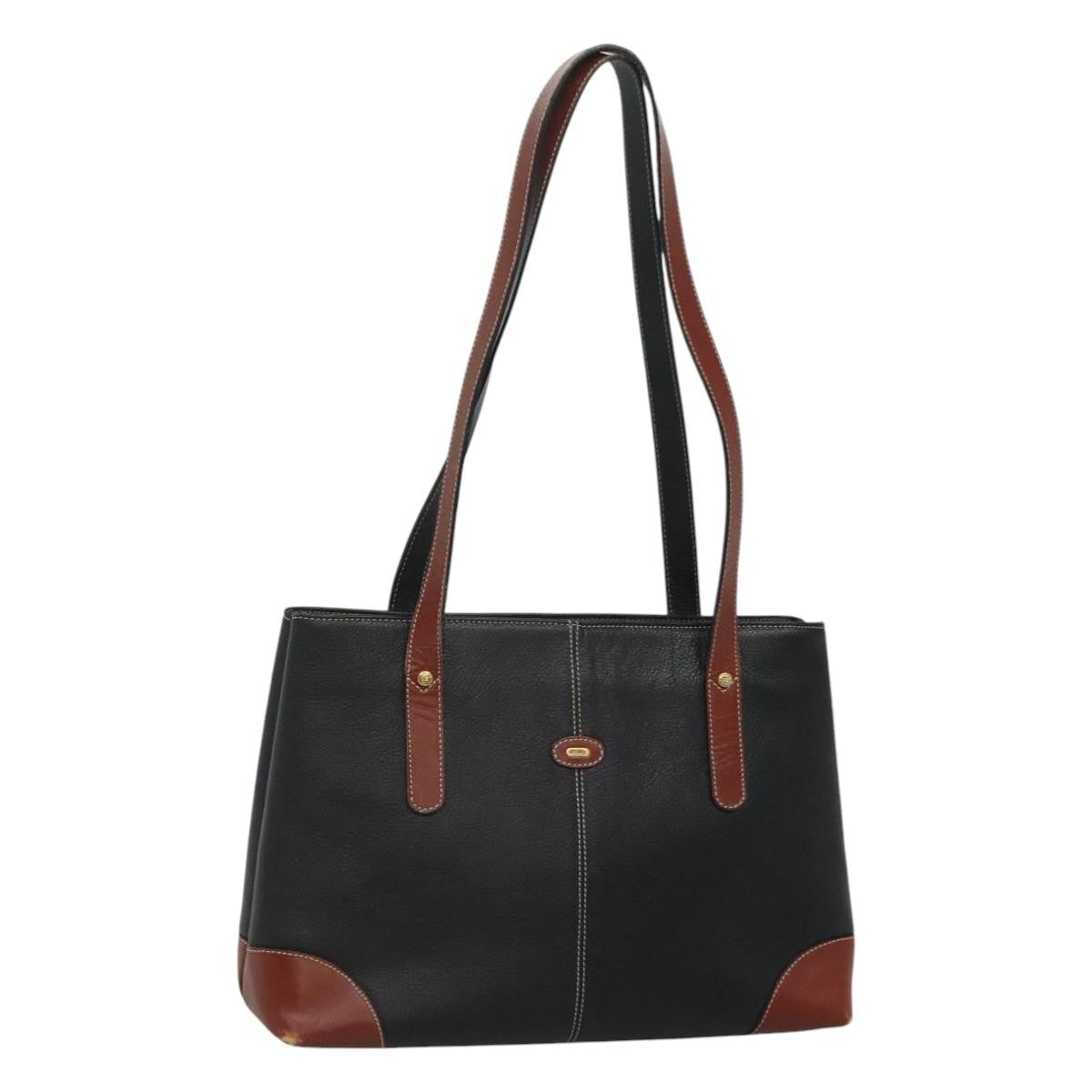Bally Vintage Shoulder Bag Leather Black Leather Handbag ( )