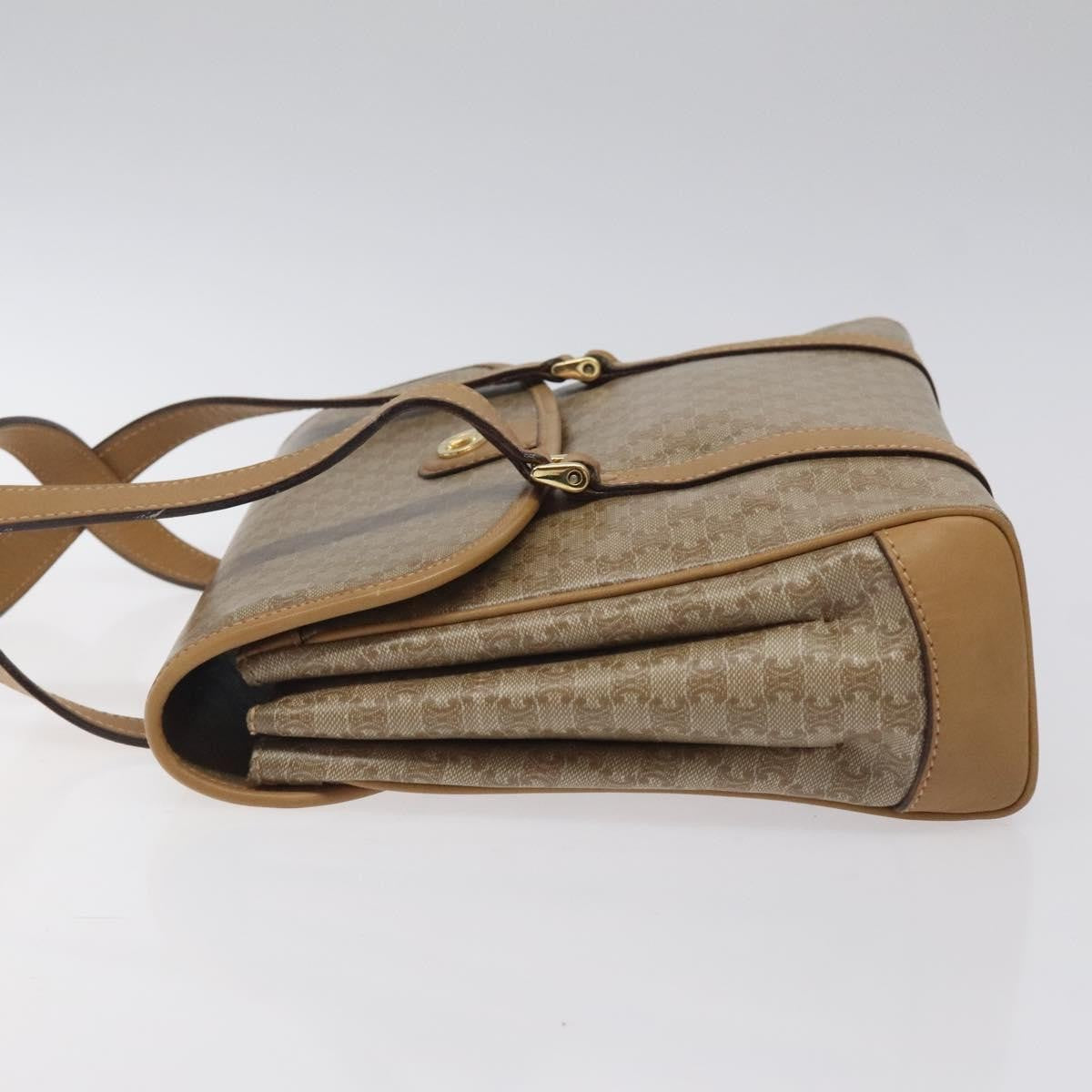 Celine Vintage Macadam Handbag Canvas And Leather Beige Canvas Handbag (Authentic  )