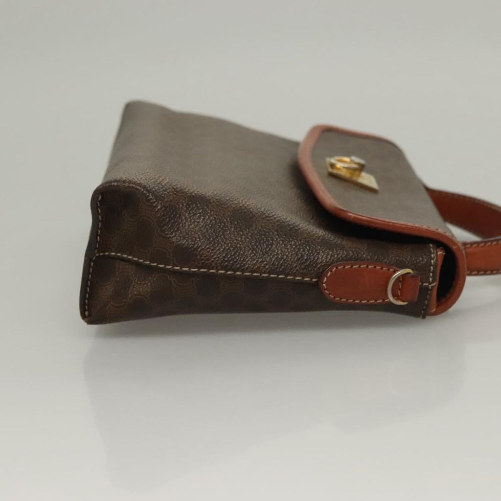 Celine Triomphe Vintage Handbag Macadam Canvas Brown Canvas Bag (Authentic  )