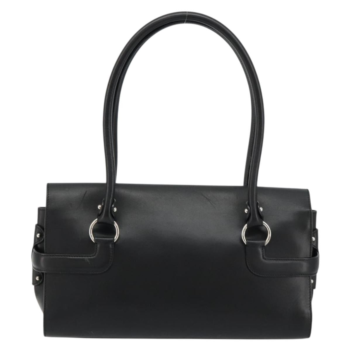 Salvatore Ferragamo Gina Satchel Leather Black Leather Handbag ( )
